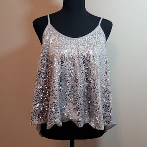Rue 21 Sequin Silver Clubwear Tank Top